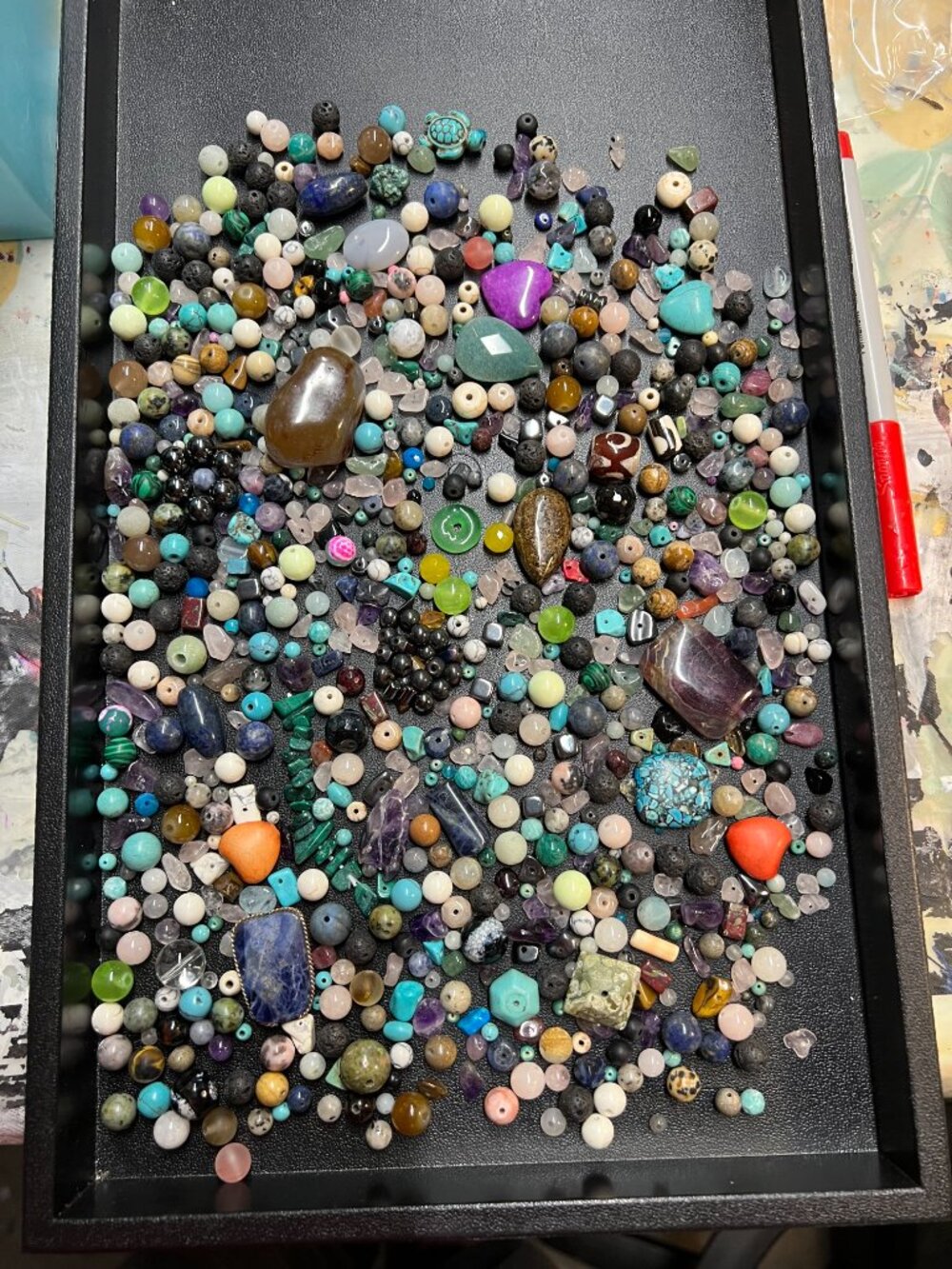 1+ Pound Stone/Gemstone Craft Bead Mix Lot 1